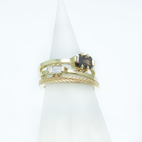 Chocolate Diamonds in Yellow Gold Stacking Set