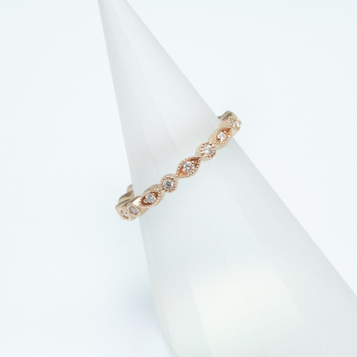 Rose Gold Diamond Ring with Milled Edge