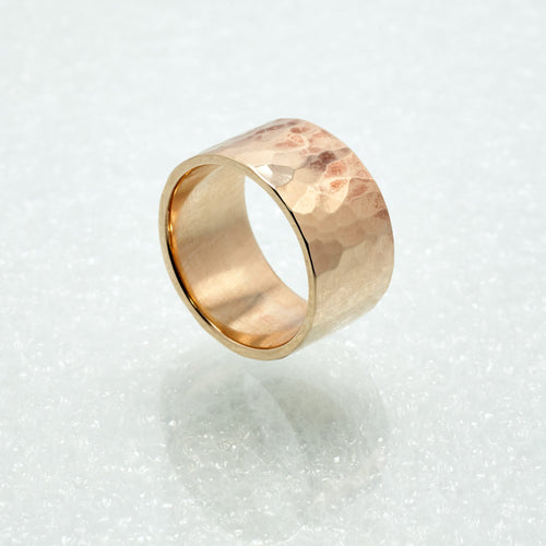 Yellow Gold Hammered Wedding Band