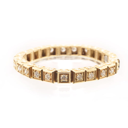 Diamond & Gold Box Link Bracelet