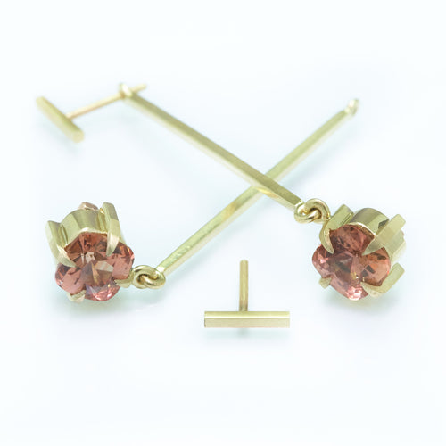 Garnet Set in Yellow Gold Earrings