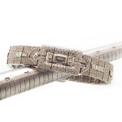 White Gold Art Deco Diamond Encrusted Bracelet