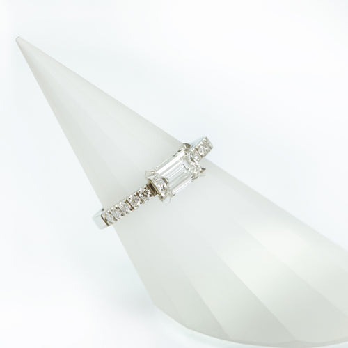 White Gold with Emerald Cut Diamond