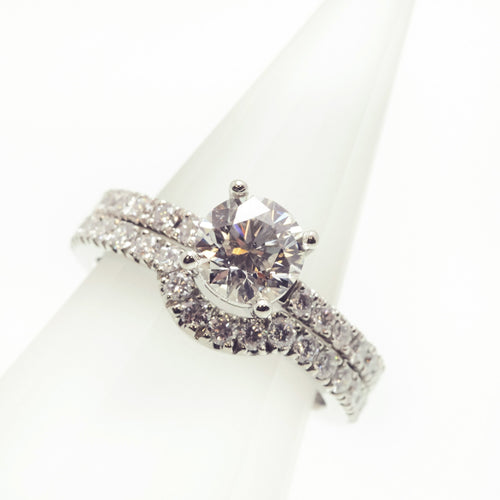 White Gold Engagement Ring with Form Fit Band