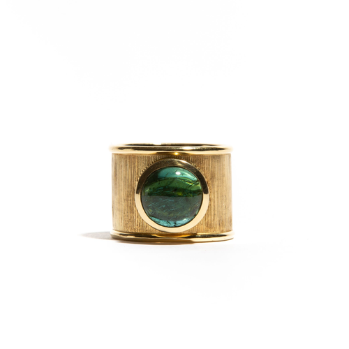 Indicolite Tourmaline set in Yellow Gold