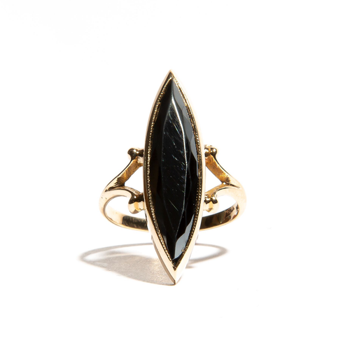 Marquise Hematite set in Yellow Gold
