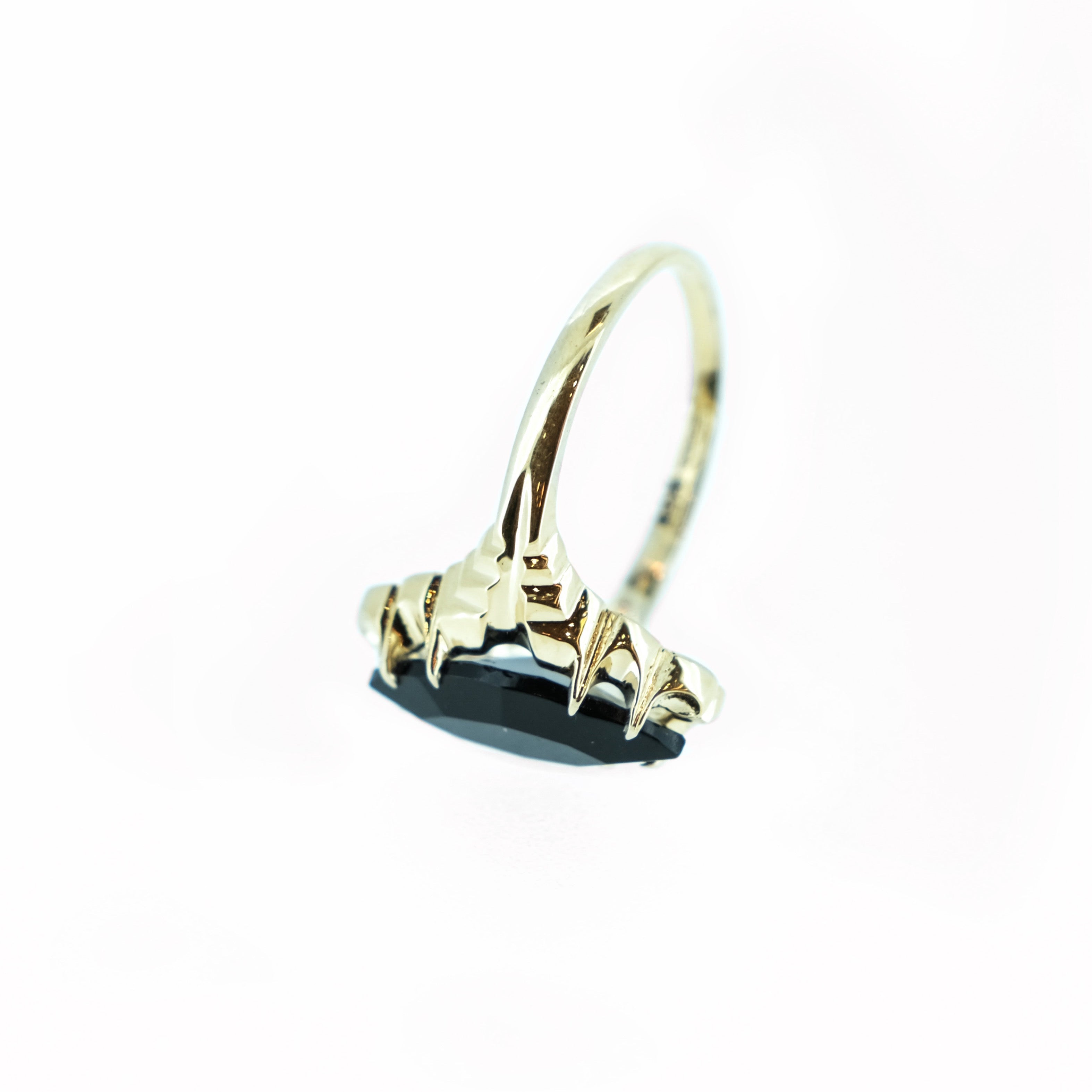 MORTICIA: Yellow Gold Marquise Onyx Ring