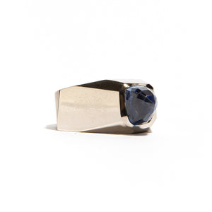 ASPEN: Palladium & White Gold Geometric Sapphire Ring