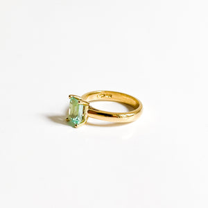 VANESSA: Yellow Gold Emerald Cut Emerald Ring