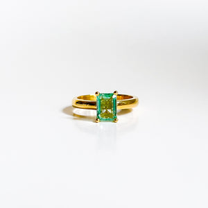 VANESSA: Yellow Gold Emerald Cut Emerald Ring