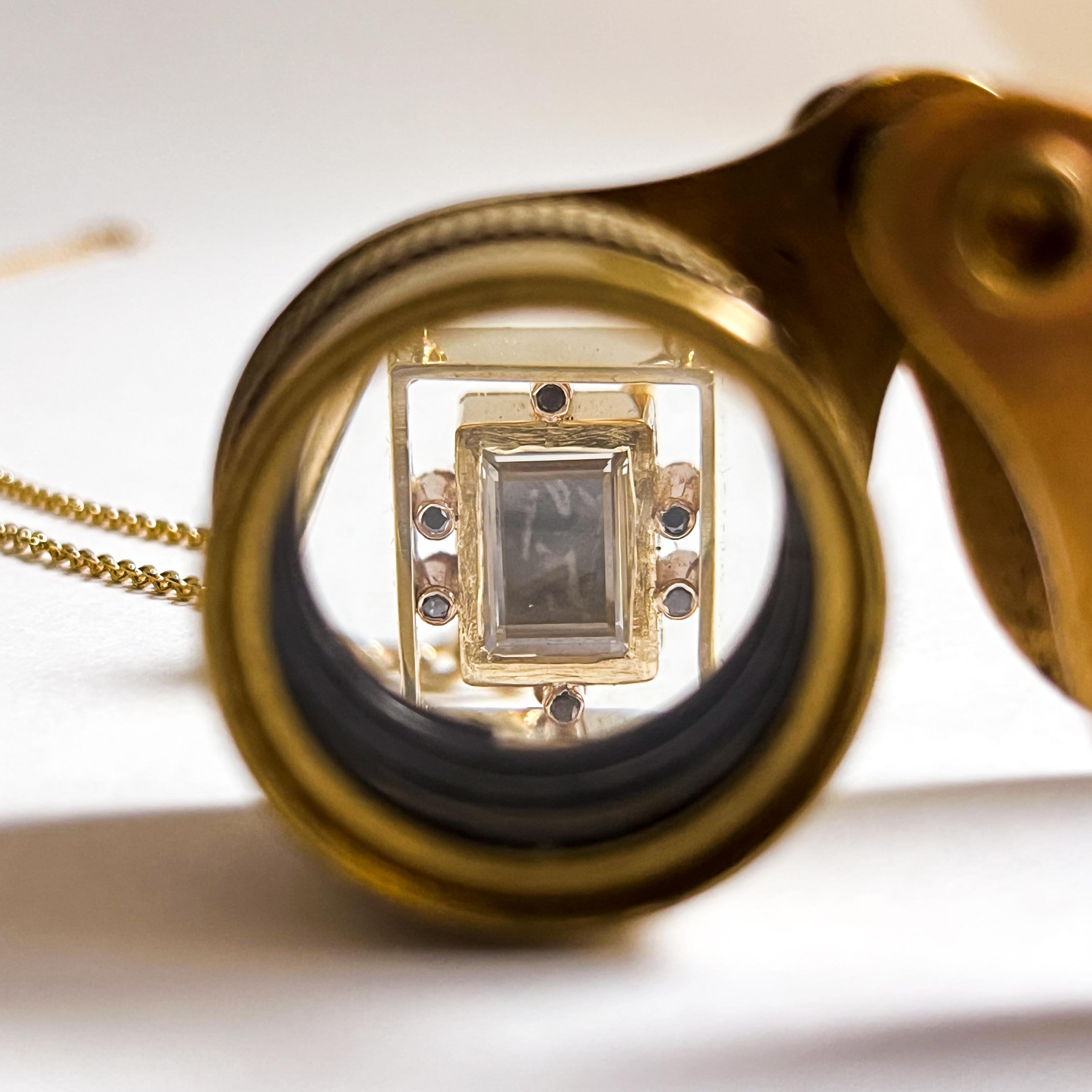 CREEPY CIRCUS: YELLOW GOLD PORTRAIT DIAMOND PENDANT NECKLACE