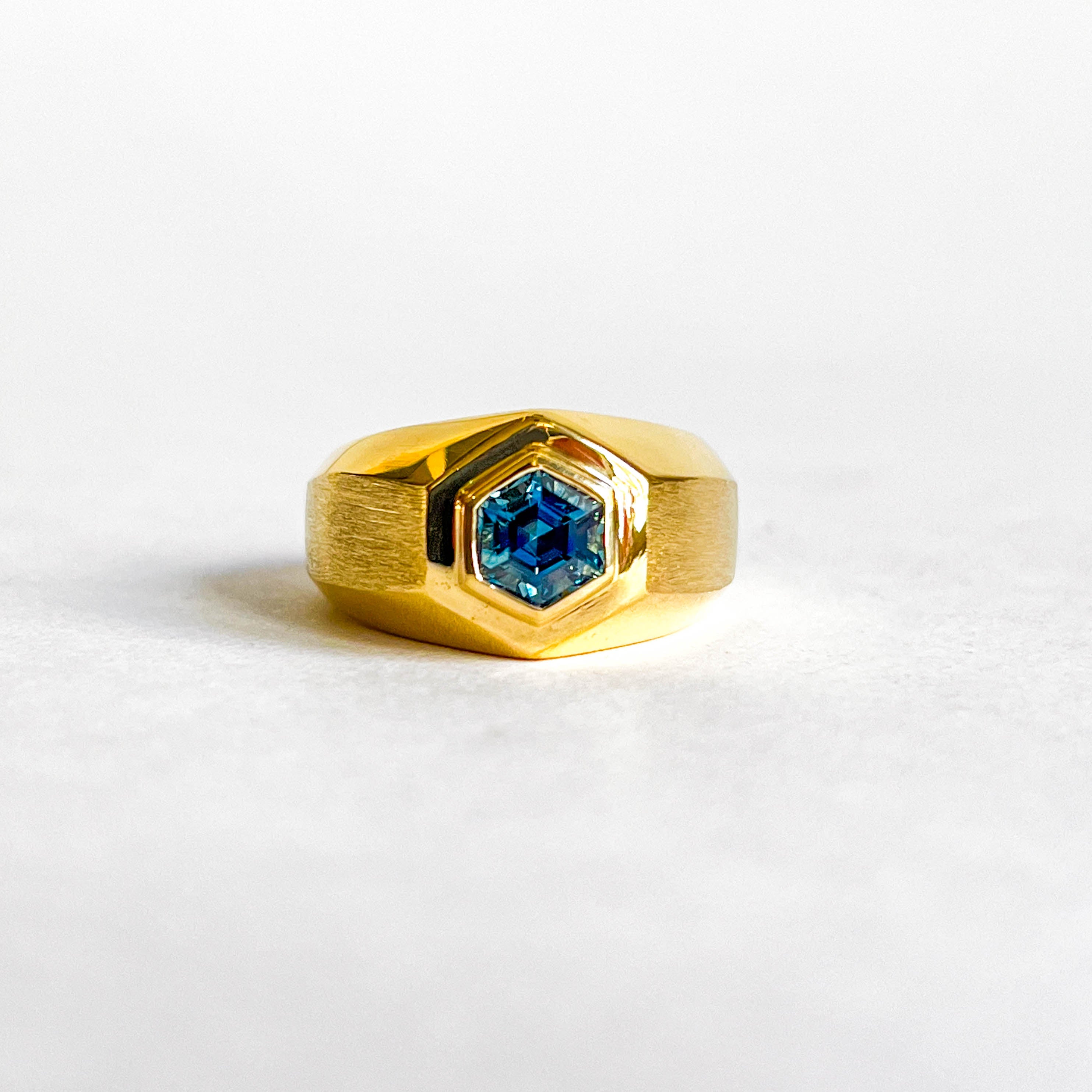 KEVIN: HEXAGONAL BLUE MONTANA SAPPHIRE RING