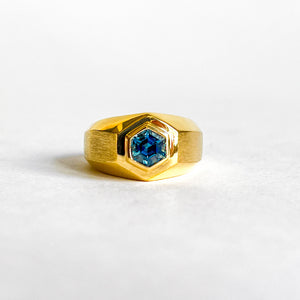 KEVIN: HEXAGONAL BLUE MONTANA SAPPHIRE RING