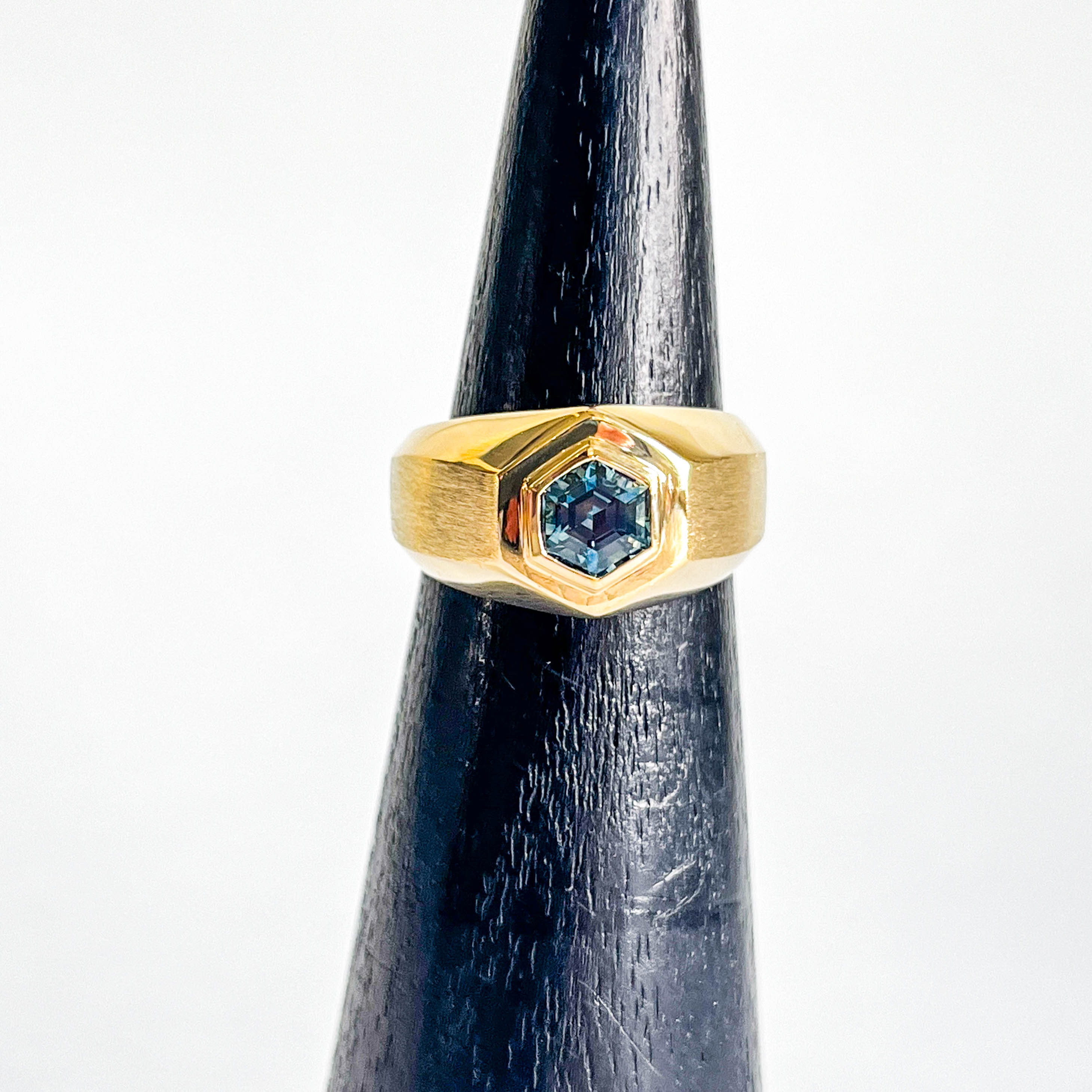 KEVIN: HEXAGONAL BLUE MONTANA SAPPHIRE RING