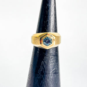 KEVIN: HEXAGONAL BLUE MONTANA SAPPHIRE RING