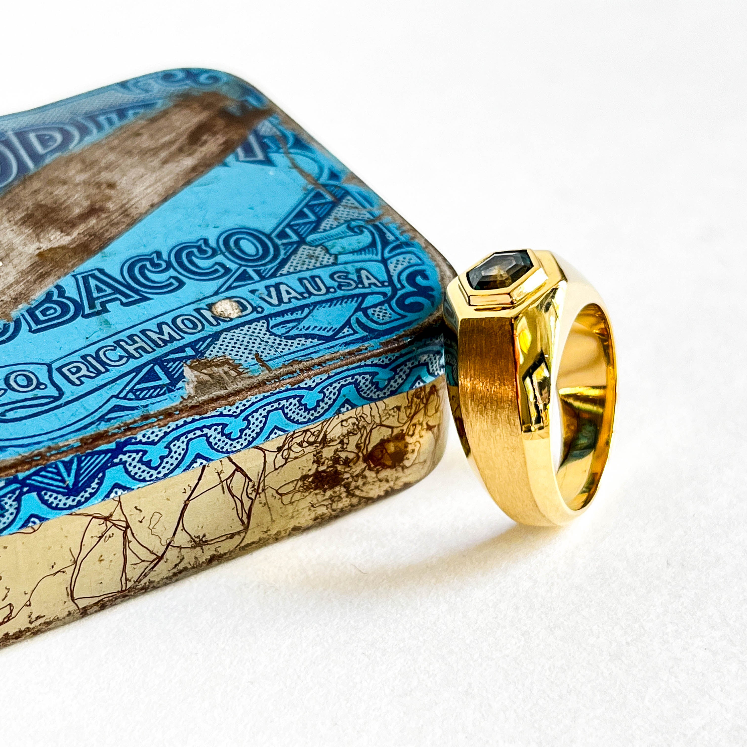 KEVIN: HEXAGONAL BLUE MONTANA SAPPHIRE RING