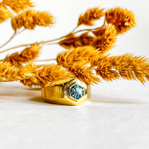 KEVIN: HEXAGONAL BLUE MONTANA SAPPHIRE RING