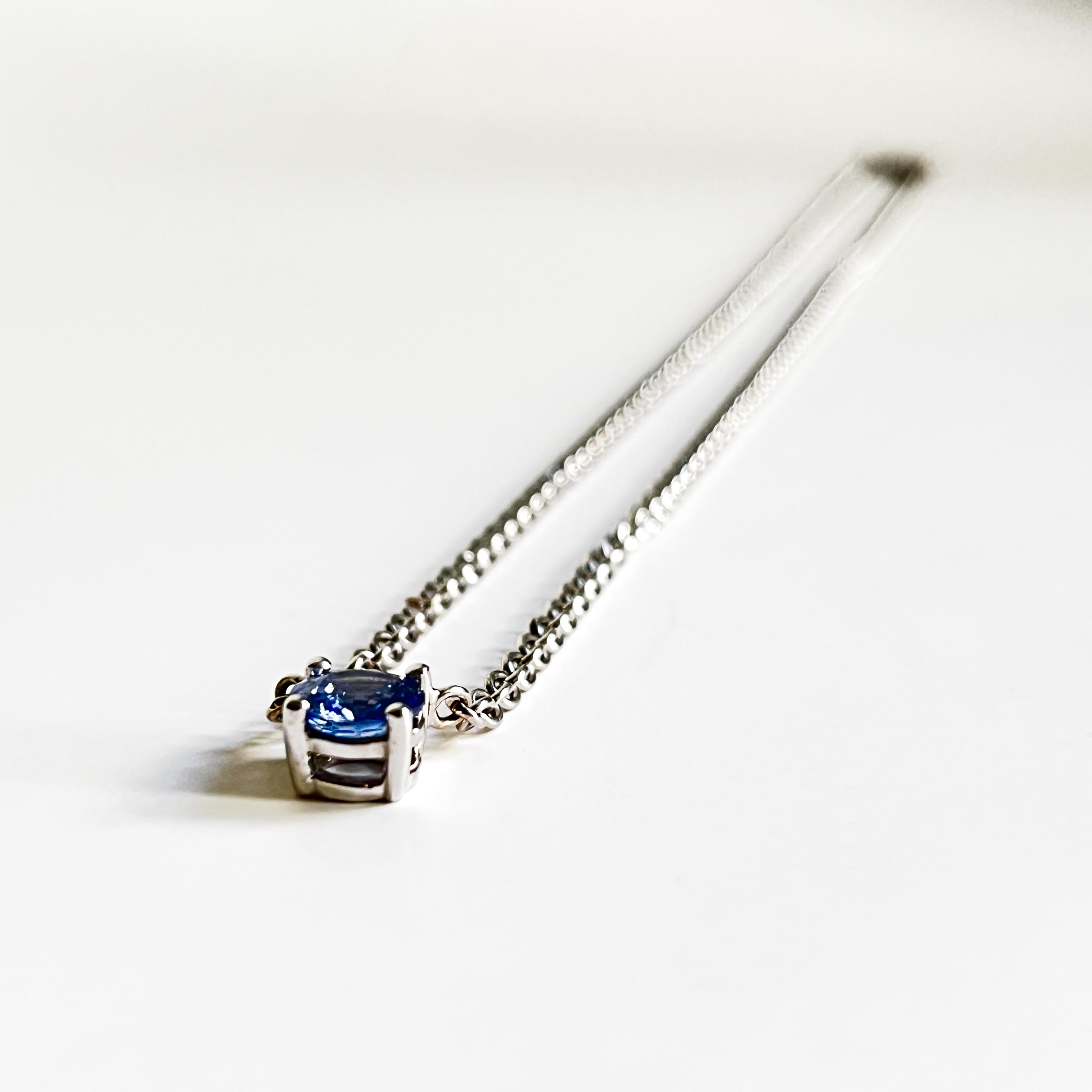 MIRA: White Gold Blue Sapphire Necklace