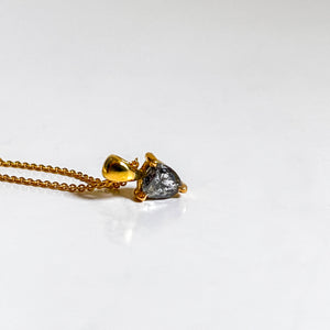 REVEL: YELLOW GOLD TRILLION CUT SALT & PEPPER DIAMOND NECKLACE