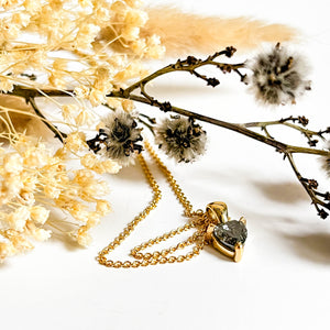 REVEL: YELLOW GOLD TRILLION CUT SALT & PEPPER DIAMOND NECKLACE