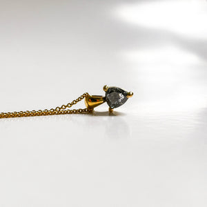 REVEL: YELLOW GOLD TRILLION CUT SALT & PEPPER DIAMOND NECKLACE