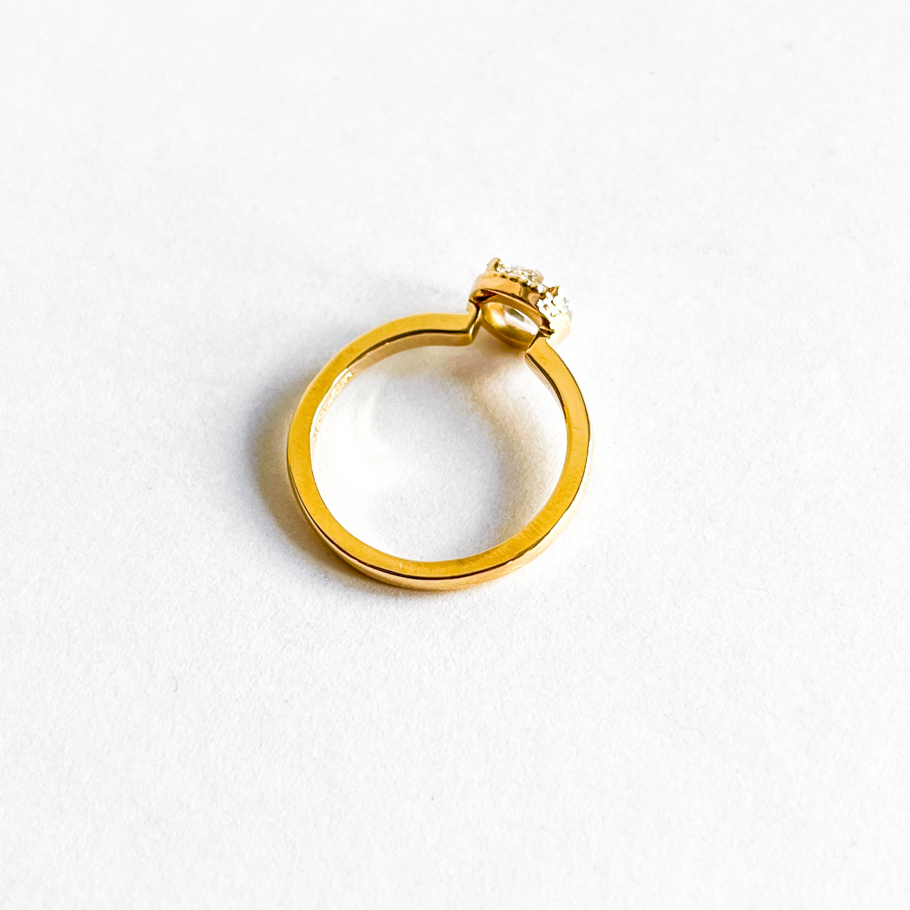 ROSIE: YELLOW GOLD ROSE CUT DIAMOND RING WITH MILLGRAINED EDGES