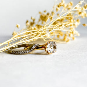 ROSIE: YELLOW GOLD ROSE CUT DIAMOND RING WITH MILLGRAINED EDGES