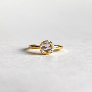 ROSIE: YELLOW GOLD ROSE CUT DIAMOND RING WITH MILLGRAINED EDGES