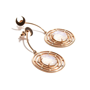 ADA: Rose Gold Moonstone and Diamond Earrings