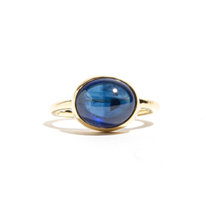 BLUE RASPBERRY: Yellow Gold Oval Blue Sapphire Ring