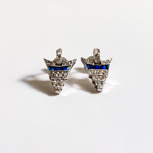 RILEY: WHITE GOLD SAPPHIRE AND DIAMOND EARRINGS