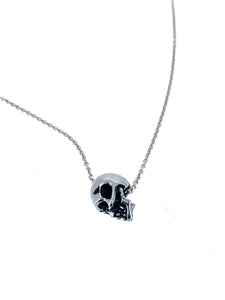 JEKYLL: White Gold Skull Profile Necklace