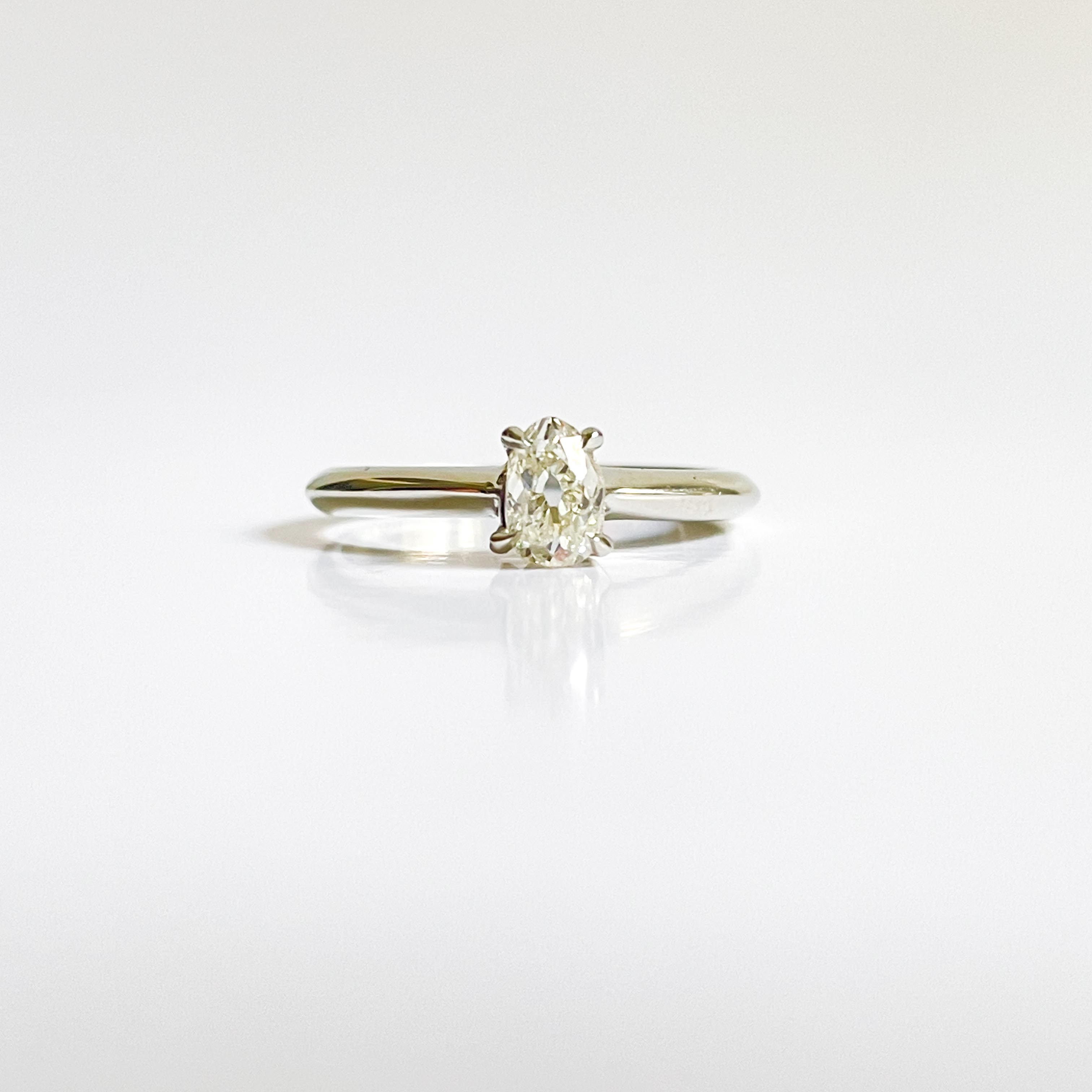 PEYTON: White Gold Old European Pear Cut Diamond Solitaire Ring