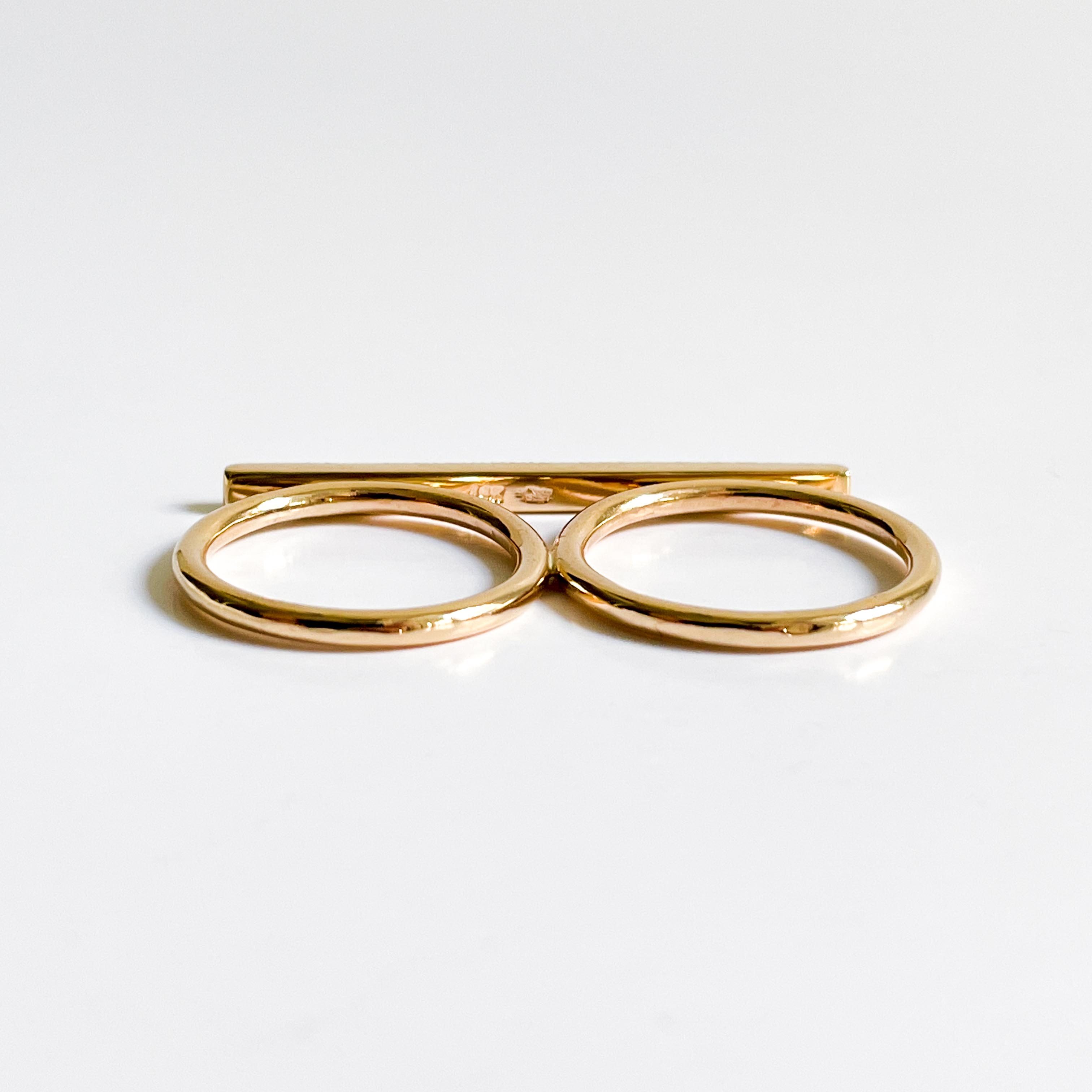 JUDE: Yellow Gold Black Diamond Double Finger Bar Ring – Grimson & Sons