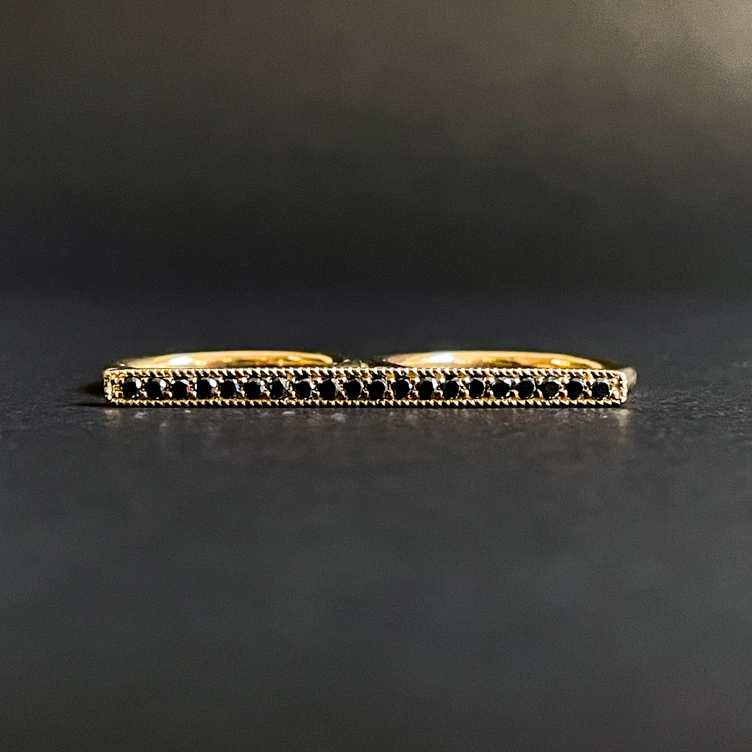 JUDE: Yellow Gold Black Diamond Double Finger Bar Ring – Grimson & Sons