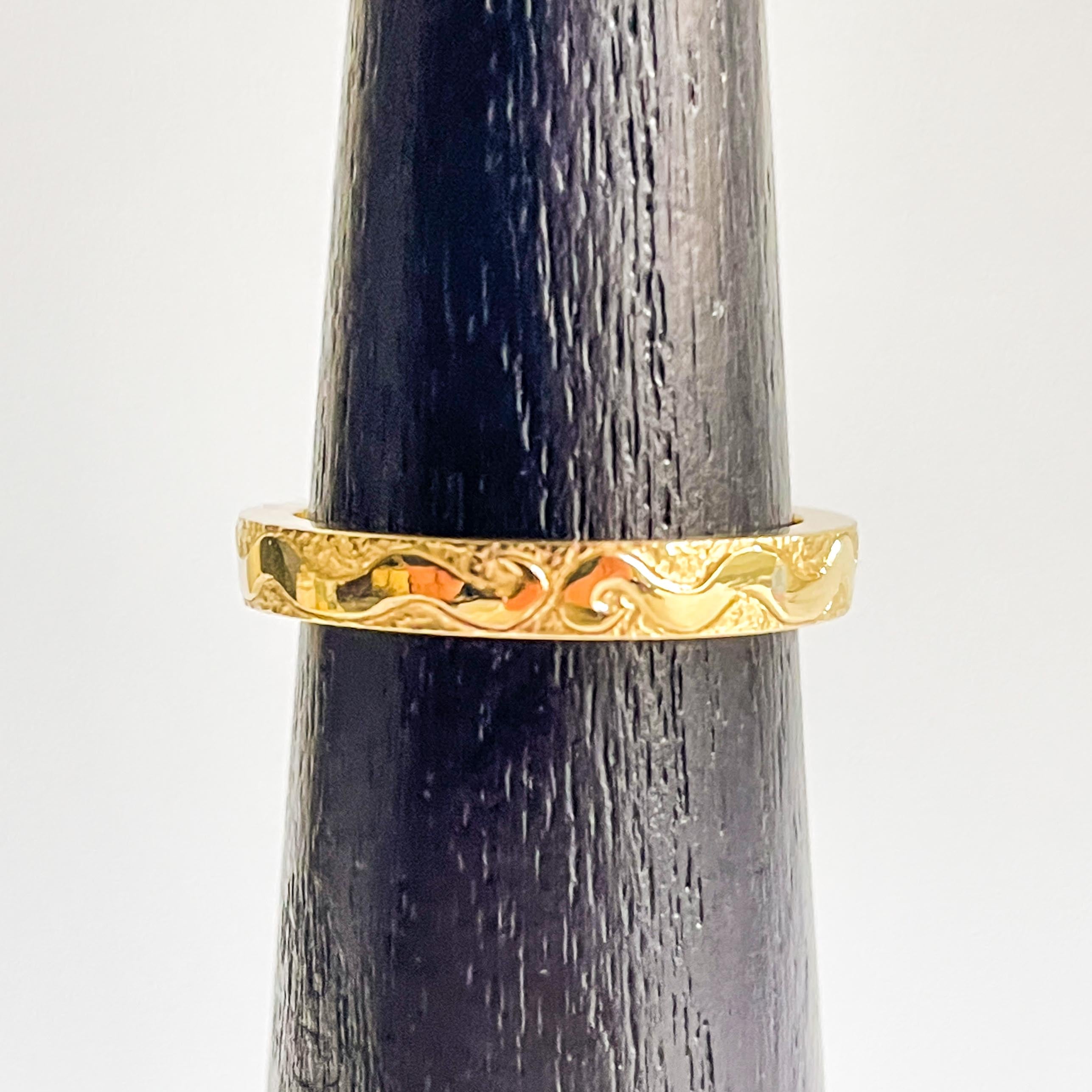 ALESSANDRA: Yellow Gold Brazilian Emerald Hand Engraved Snake Ring