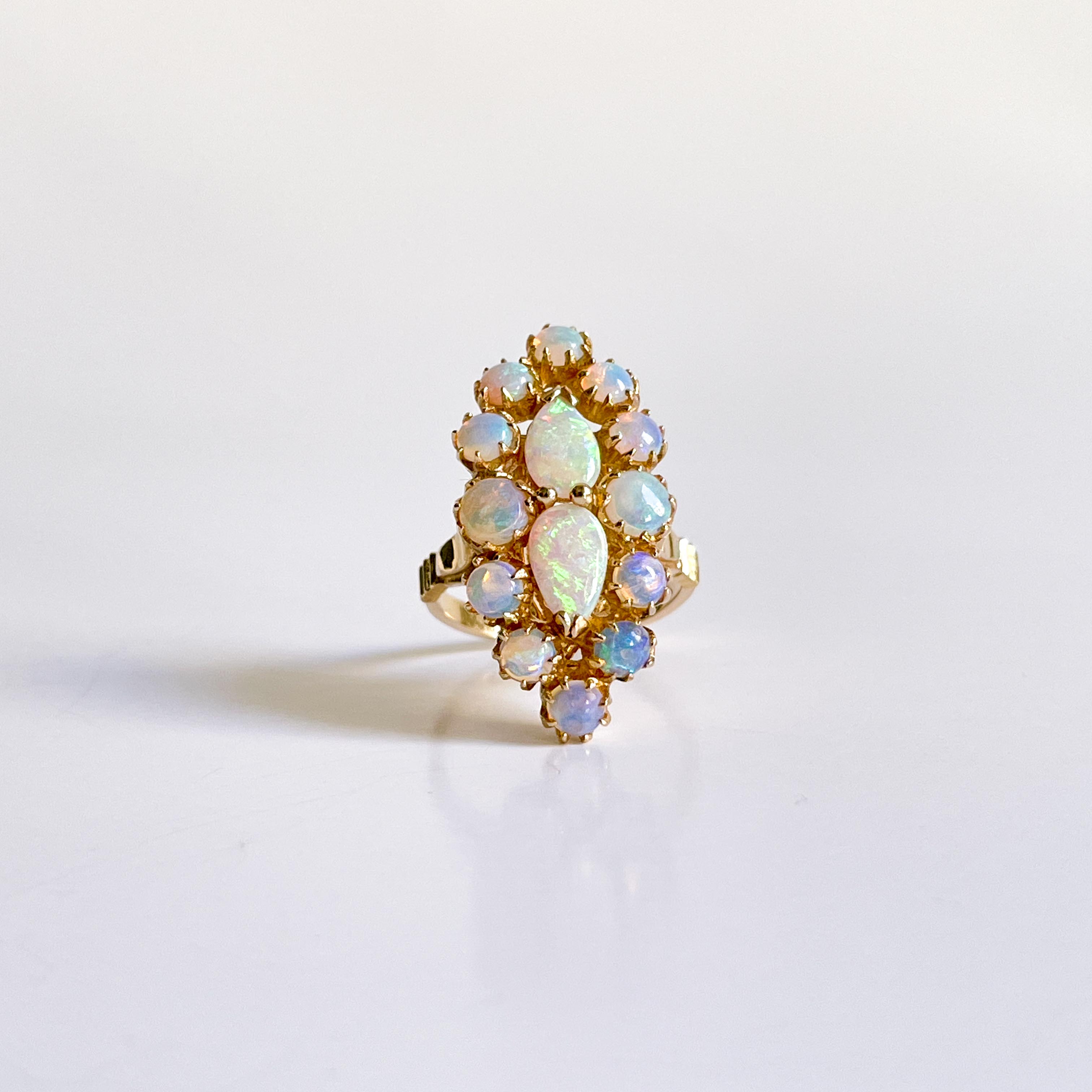 ROSALIE: Vintage Yellow Gold Opal Cluster Ring