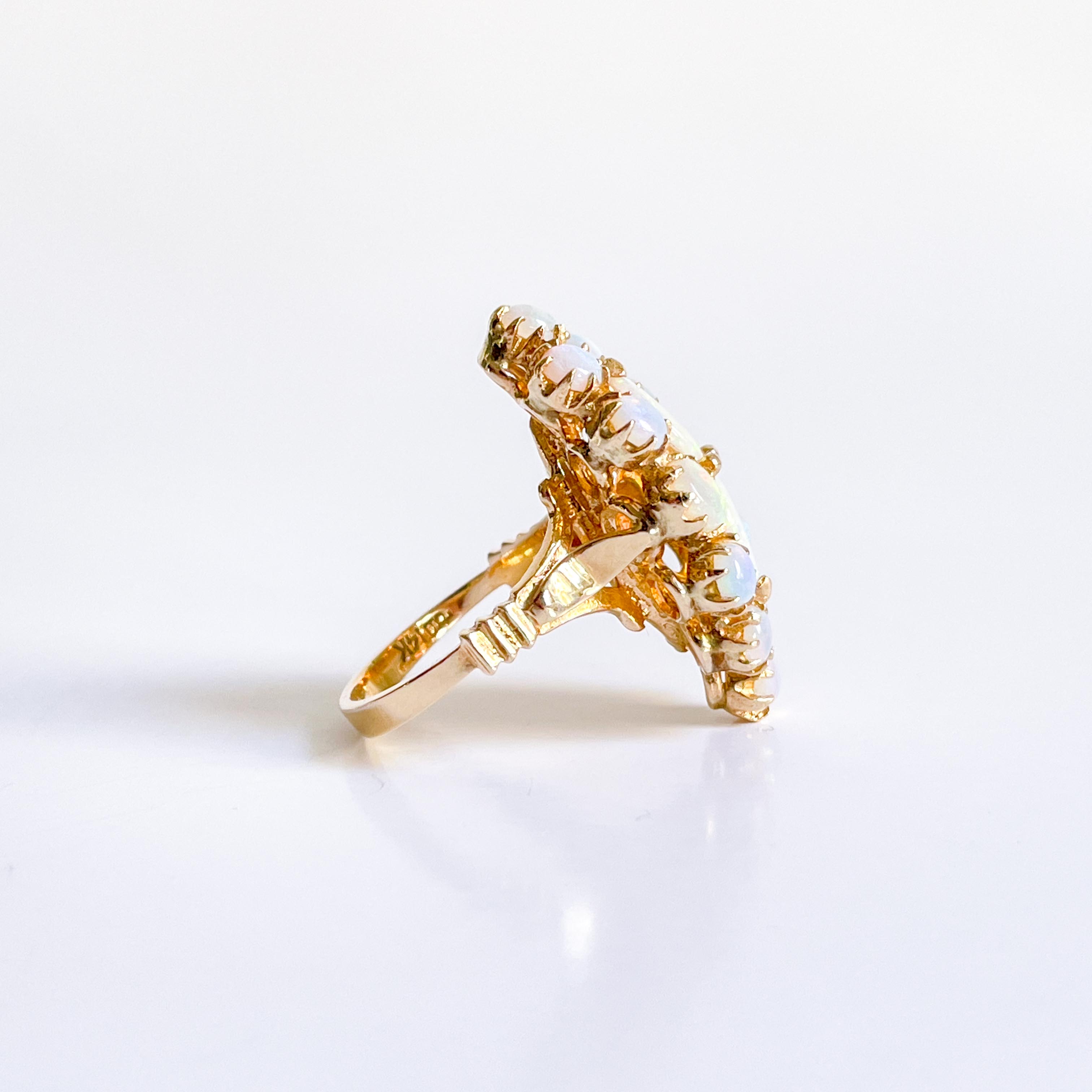 ROSALIE: Vintage Yellow Gold Opal Cluster Ring