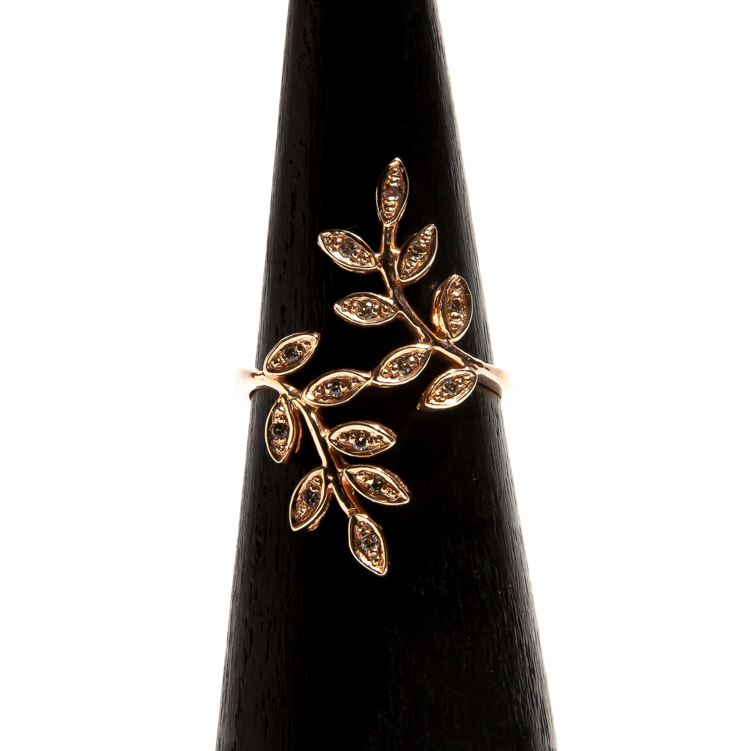 VERONA: Rose Gold Vintage Champagne Diamond Leaf Ring