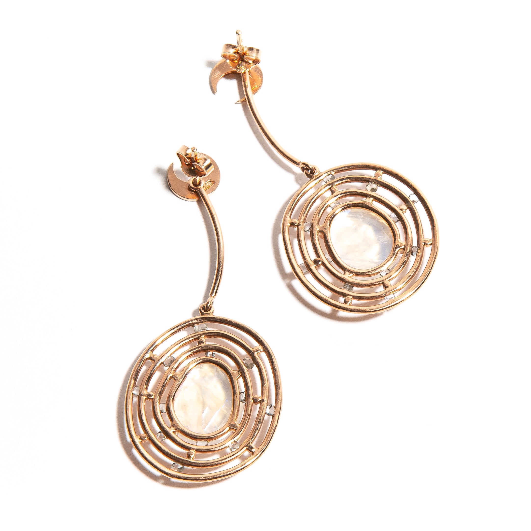 ADA: Rose Gold Moonstone and Diamond Earrings