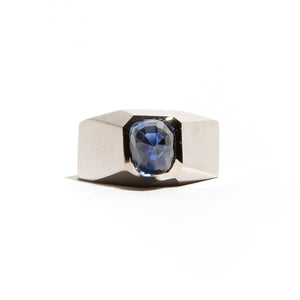 ASPEN: Palladium & White Gold Geometric Sapphire Ring