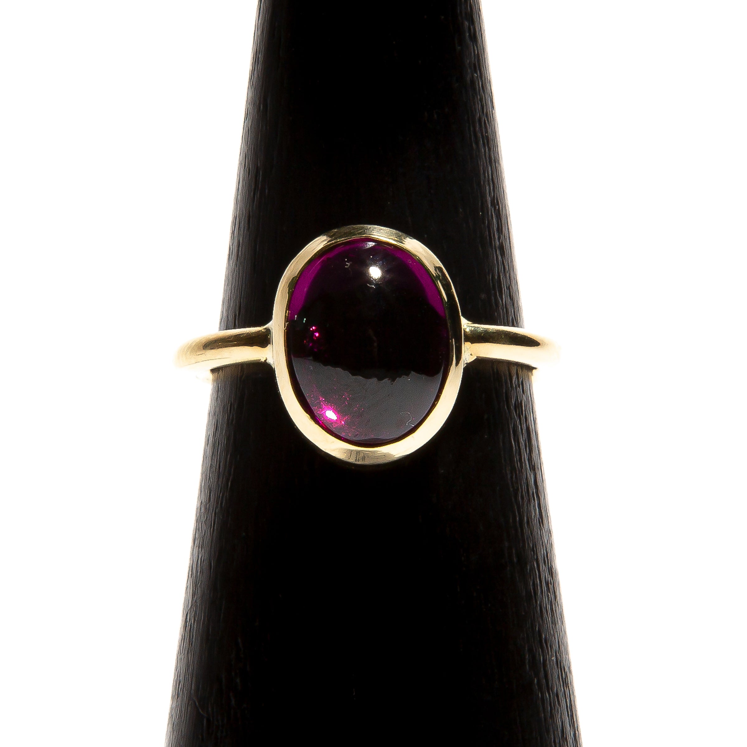 BLACKCURRANT: Yellow Gold Oval Grape Garnet Ring