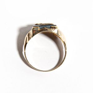 CADILLAC: Vintage Yellow Gold Hematite Rectangular Ring