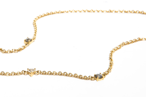 CASCADE: Yellow Gold Salt and Pepper Diamonds Station Necklace