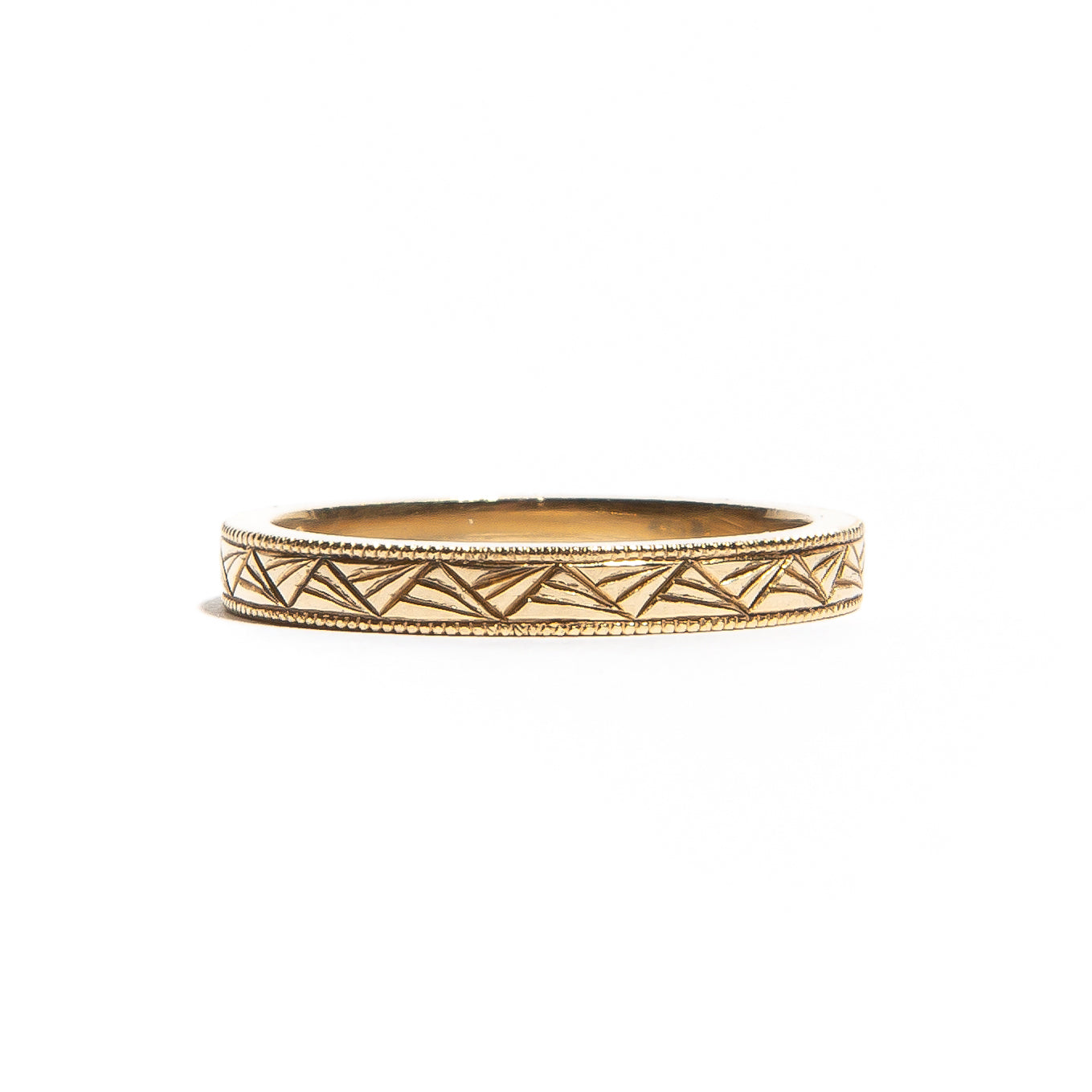 CLYDE: Yellow Gold Hand Engraved Art Deco Band