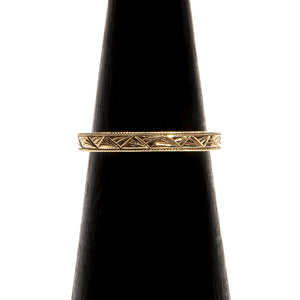 CLYDE: Yellow Gold Hand Engraved Art Deco Band