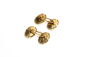 GEORGE: Yellow Gold Sapphire and Mother of Pearl Cufflinks