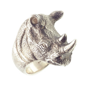 ATTENBOROUGH: Silver Hand Carved Rhino Ring