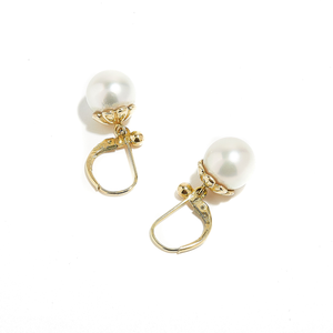 UNDER THE SEA: Vintage Yellow Gold Pearl Drop Earrings