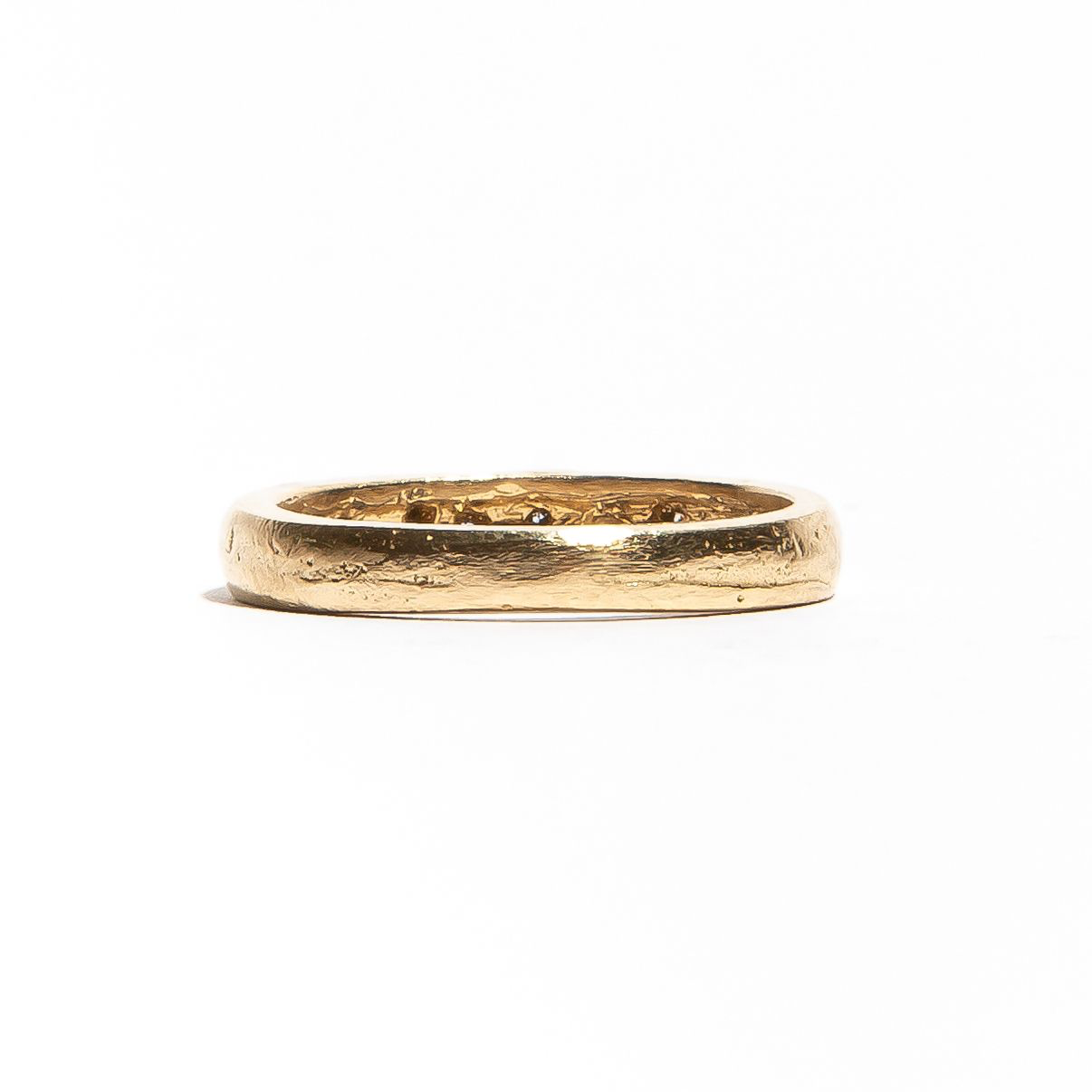 LILITH: Yellow Gold Distressed Style Cognac Diamonds Band